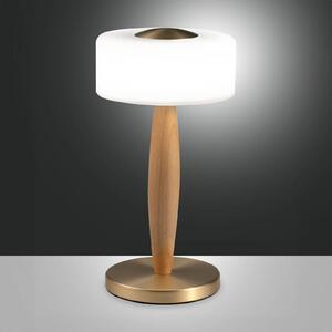 Elea LED stolová lampa, mosadzná farba, výška 29 cm, sklo, drevo