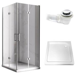 BPS-koupelny Štvorcový sprchovací kút KZ08C 90x90 chróm/transparent + vanička SXL02B WH biela