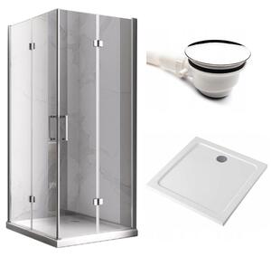 BPS-koupelny Štvorcový sprchový kút KZ08C 90x90 chróm/transparent + vanička ST02B WH biela