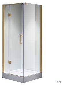 BPS-koupelny Štvorcový sprchovací kút KZ1390B GL 90x90 zlatá/transparent - bez vaničky
