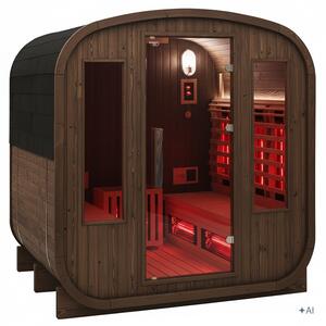 BPS-koupelny Záhradná kombinovaná sudová sauna 2v1 HAMAR A - Infrasauna + fínska sauna 180x200, 4-6 osôb