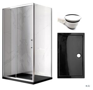 BPS-koupelny Obdĺžnikový sprchový kút KZ104C 120x90 chróm/transp. + vanička ST04C BL čierna