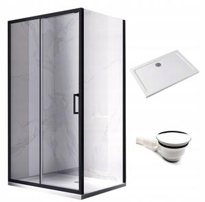 BPS-koupelny Obdĺžnikový sprchovací kút KZ104A BL 100x90 čierna/transp. + vanička ST04A biela