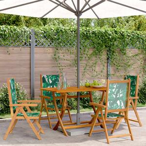 Sklápacie záhradné stoličky 4 ks zelená látka a masívne drevo