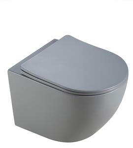 BPS-koupelny Závesná WC misa so SoftClose sedadlom PEAK MTGR RIM 03, sivá mat