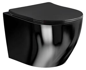 BPS-koupelny Závesná WC misa so SoftClose sedadlom MIZU BL RIM 03, čierna