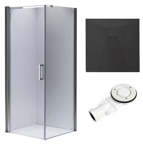 BPS-koupelny Štvorcový sprchový kút KZ1190B 90x90 chróm/transparent + vanička RIKO BL čierna