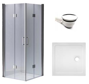 BPS-koupelny Štvorcový sprchový kút KZ1290C 100x100 chróm/transparent + vanička ST06A WH biela