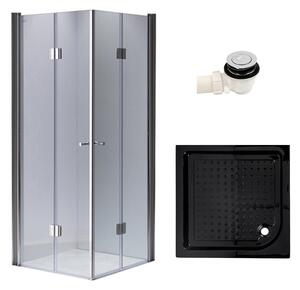 BPS-koupelny Štvorcový sprchový kút KZ1290C 100x100 chróm/transparent + vanička SXL02C BL čierna