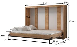 Sklápacia posteľ 140 Cassie (craft zlatý + čierna matná) (horizontálna). Vlastná spoľahlivá doprava až k Vám domov. 1042164