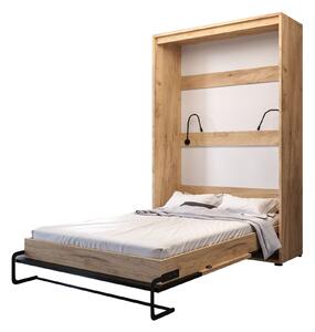Sklápacia posteľ 140 Cassie (craft zlatý + čierna matná) (vertikálna) (s osvetlením). Vlastná spoľahlivá doprava až k Vám domov. 1042168