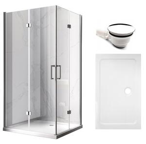 BPS-koupelny Obdĺžnikový sprchovací kút KZ13A 100x90 chróm/transparent + vanička ST04A biela