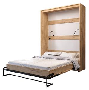 Sklápacia posteľ 160 Cassie (craft zlatý + čierna matná) (vertikálna) (s osvetlením). Vlastná spoľahlivá doprava až k Vám domov. 1042169