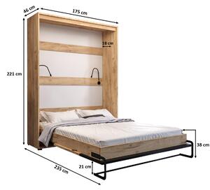 Sklápacia posteľ 90 Cassie (craft zlatý + čierna matná) (vertikálna) (s osvetlením). Vlastná spoľahlivá doprava až k Vám domov. 1042166