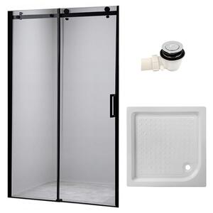 BPS-koupelny Posuvné sprchové dvere SH03B 100 čierna/transparent pre inštaláciu do niky + vanička SXL02C 100x100 biela