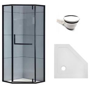 BPS-koupelny Päťuholníkový sprchový kút KZ4026A BL 80x80 čierna/transparent + vanička ST07A WH biela