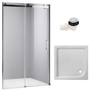 BPS-koupelny Posuvné sprchové dvere SH03B 100 chróm/transparent pre inštaláciu do niky + vanička SXL02C 100x100 biela
