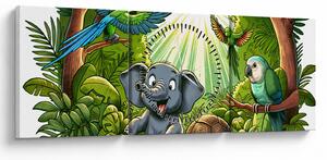 Obraz - Veselé zvieratká (s hodinami) (90x30 cm)