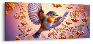 Obraz - Vták s jarabinou (120x50 cm)