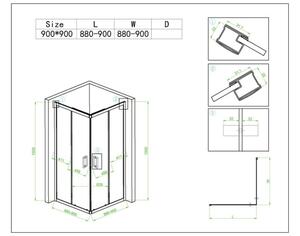 BPS-koupelny Štvorcový sprchový kút KZ93B 90x90 chróm/transparent + vanička SXL02B WH biela