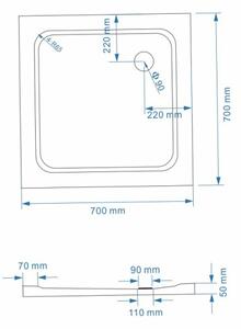 BPS-koupelny Štvorcový sprchový kút KZ93D 70x70 chróm/transparent + vanička ST02C BL čierna