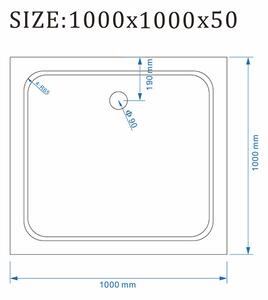 BPS-koupelny Štvorcový sprchový kút KZ93C 100x100 chróm/transparent + vanička ST06A WH biela
