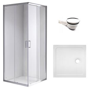 BPS-koupelny Štvorcový sprchový kút KZ93C 100x100 chróm/transparent + vanička ST06A WH biela