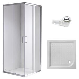 BPS-koupelny Štvorcový sprchový kút KZ93B 90x90 chróm/transparent + vanička SXL02B WH biela
