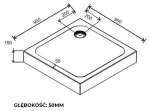 BPS-koupelny Štvorcový sprchový kút KZ93B 90x90 chróm/transparent + vanička SXL02B WH biela