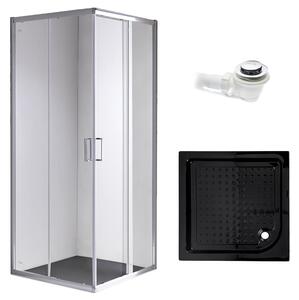 BPS-koupelny Štvorcový sprchový kút KZ93A 80x80 chróm/transparent + vanička SXL02A BL čierna