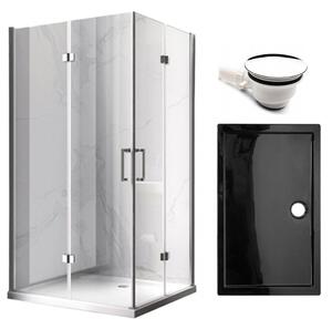 BPS-koupelny Obdĺžnikový sprchový kút KZ12B BL 100x80 chróm/transparent + vanička ST03A BL čierna