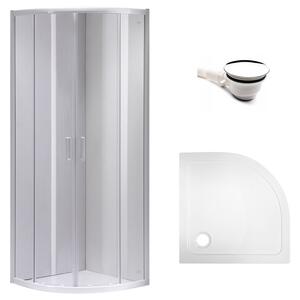Hydrosan Štvrťkruhový sprchový kút KZ94C WH 100x100 cm biely/transparent + vanička ST01C WH biela
