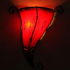 Kožená nástenná lampa Mina červená