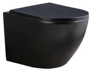 BPS-koupelny Závesná WC misa so SoftClose sedadlom PEAK MTB RIM 02, čierna mat