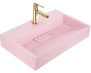 Doskové/závesné umývadlo z konglomerátu REA GOYA PINK 50x37 cm, ružové