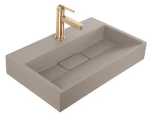 Doskové/závesné umývadlo z konglomerátu REA GOYA TAUPE 50x37 cm, šedobéžová
