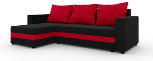 Rohová sedačka Safino (čierna + červená) (L). Vlastná spoľahlivá doprava až k Vám domov. 1042616