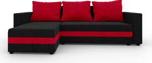 Rohová sedačka Safino (čierna + červená) (L). Vlastná spoľahlivá doprava až k Vám domov. 1042616