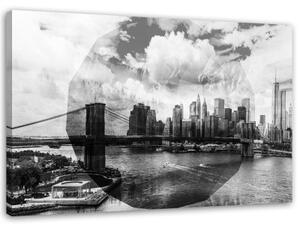 Obraz na plátně New York City černá a bílá - 100x70 cm