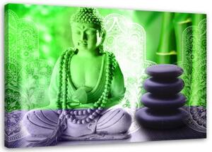 Obraz na plátně Buddha green zen spa - 100x70 cm
