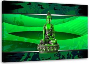 Obraz na plátně Socha Buddhy zelená - 120x80 cm