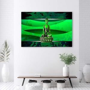Obraz na plátně Socha Buddhy zelená - 60x40 cm