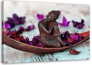 Obraz na plátně Buddha Vintage fialová - 100x70 cm