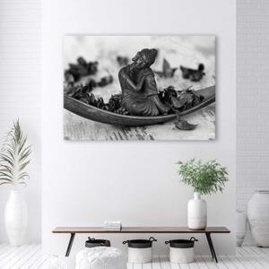 Obraz na plátně Buddha Zen Spa černá a bílá - 60x40 cm
