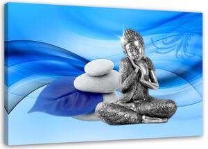 Obraz na plátně Buddha Stone modré pozadí - 120x80 cm