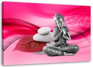 Obraz na plátně Zenový Buddha na růžovém pozadí - 100x70 cm