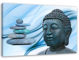 Obraz na plátně Buddha Stone modrá - 120x80 cm