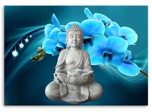 Obraz na plátně Modrá orchidej Buddha - 60x40 cm