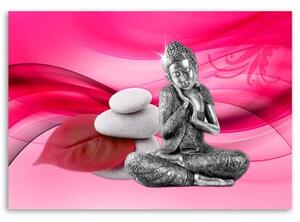 Obraz na plátně Zenový Buddha na růžovém pozadí - 100x70 cm