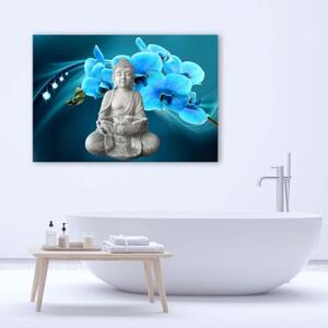 Obraz na plátně Modrá orchidej Buddha - 60x40 cm